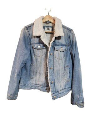 1 Sunset Lane Large Sherpa-Lined Denim Jacket Blue